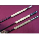 Shakespeare Onset two piece carbon fly rod, a Shakespeare Sigma graphite fly rod and a Daiwa