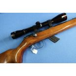 CBC .22 bolt action rifle with detachable magazine, Parker Hale sound moderator and 6x40 scope