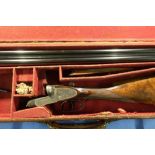 Cased Boss & Co 12 bore side by side side-lock ejector shotgun with 28 inch barrels, choke 1/4 and