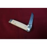 Sheffield made pocket knife with single folding 2 1/2 inch blade, two piece ivory grips and