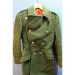 Military style green overcoat with staybright buttons and Majors epaulette insignia