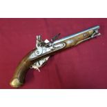 Light Dragoons flintlock 16 bore holster pistol with 9 inch barrel stamped with various proof