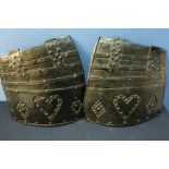 Pair of 17th C English Civil War period upper leg skirt type armour guards of lattice form with