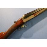 Charles Osborne 12 bore side by side shotgun with 30 inch barrels, choke 1/4 and full, 14 1/4 inch