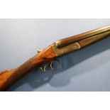 J Wilson of York 12 bore side by side ejector shotgun, with 30 inch damascus barrels, choke CYC