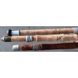 Two piece cane fly rod and a three piece cane fly rod by Ogden Smith of London and a two piece