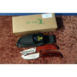 Boxed as new Elk Ridge sheath knife with 3 inch gutting blade, custom design ER-013, complete with