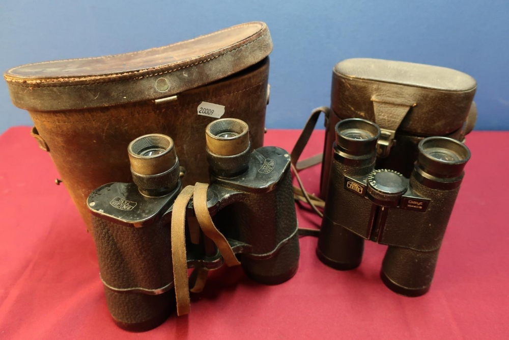 Two pairs of leather cased binoculars including Carl Zeiss, Dialyt 10x40B and Carl Zeiss Jena 7x50