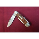 Rough Rider two bladed pocket knife with horn grips