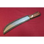 John Nowill & Sons Ltd Sheffield, machete type knife with 13 inch slightly curved blade and single