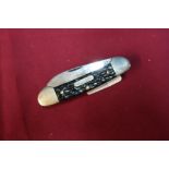 Rogers Wostenholme three bladed vintage pocket knife with twin lambs hoof grips marked Parker Frost