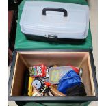 Large tackle box (green) including reels, torches etc