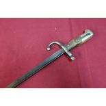 French/Belgium bayonet, the broad top strap dated 1880, the guard stamped AB67530 with cut down
