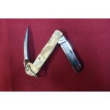 "Guide Knife" with folding blade and spike with mother of pearl type grips