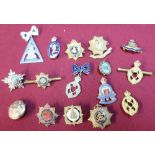 Fifteen assorted sweetheart brooches and military lapel badges for various regiments including