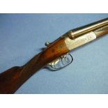 W Cook of Liverpool 12 bore side by side ejector shotgun with 28 inch resleeved barrels, choke