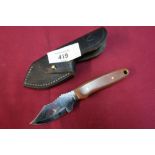 Sheffield made skinning knife with 2 1/4 inch blade and leather sheath