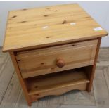 Pine single drawer bedside table