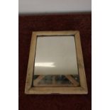Small 19th C mirror in painted pine distressed frame (23cm x 28cm)