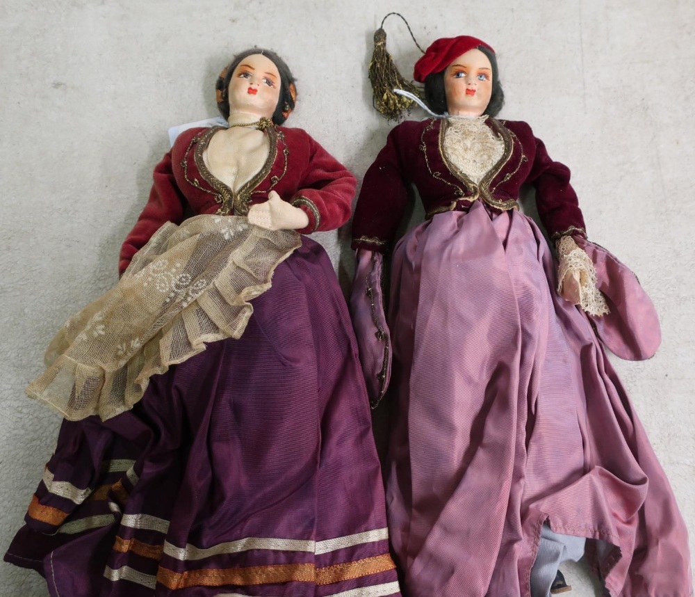 Two early - mid 20th C Portuguese style dolls in traditional dress (height 30cm)