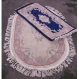 Oval Chinese embossed washed woollen rug beige ground (116cm x 176cm) and a Chinese embossed