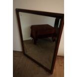 Large mahogany framed bevel edged wall mirror (101cm x 131cm)