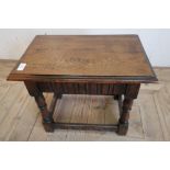 Oak rectangular joint style stool on turned supports