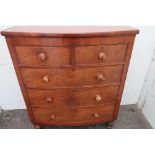 Victorian mahogany bow chest of two short and three long drawers