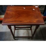 Mahogany rectangular occasional table on barley twist supports