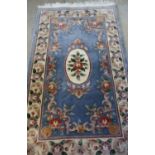 Blue and beige ground Chinese style woolen rug (93cm x 160cm)
