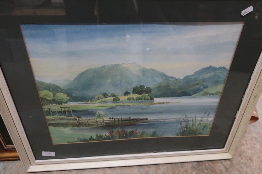 Framed and mounted watercolour by G.Grieg Hall of lakeland scene (69cm x 56cm)