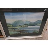 Framed and mounted watercolour by G.Grieg Hall of lakeland scene (69cm x 56cm)