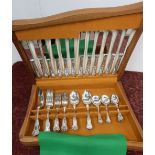 Wooden cased six place Kings pattern silver plated canteen of cutlery by Lambert Blaber, Sheffield