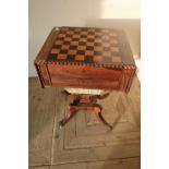 Victorian rosewood combination games table with reversible slide out chess board lid, revealing