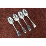 Four silver hallmarked teaspoons including three London and one Chester