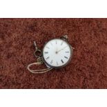 Ladies London silver hallmark cased fob watch with key