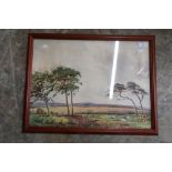 Edward H Simpson; 'Moorland Trees' signed watercolour