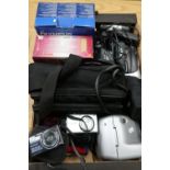 Selection of digital cameras, camcorders, a Polaroid Instamatic camera etc