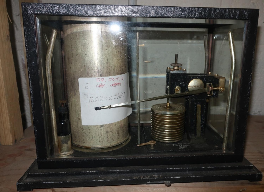 Micro-Barograph by Short & Mason London No L7944, in metal framed case with bevelled edge panels,