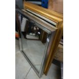 Modern gilt framed wall mirror, and two other mirrors (3)