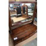 19th C mahogany dressing table mirror with two drawers to the base