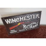 Cast metal reproduction Winchester Repeating Arms wall plaque (31cm x 17cm)