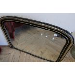 Victorian ebonised and gilt over mantel mirror (width 110cm)