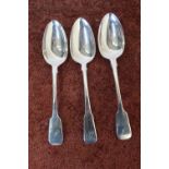Two London 1832 silver hallmarked serving spoons and a similar 1833 spoon with makers mark for R.