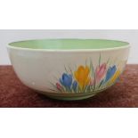 Clarice Cliff Newport Pottery crocus pattern bowl (diameter 21.5cm) (A/F)