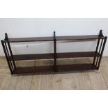 Mahogany three tier wall shelf (117cm x 57cm)