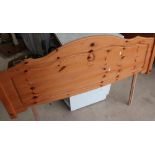 Double divan bed with pine headboard