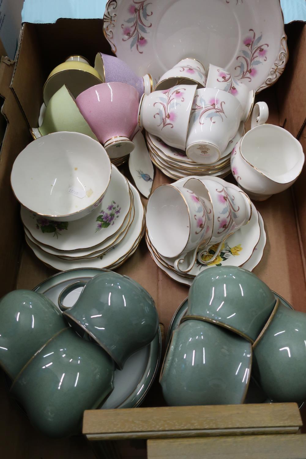 Denby six piece mug, saucer & plate set, various other part tea services and two small limited