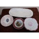 19th C Wedgwood fish plate impressed Wedgwood, a 19th C Pratt ware plate depicting a Sea Eagle, a