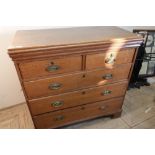 19th C oak chest with two short drawers above three long drawers on bracket supports (106cm x 54cm x